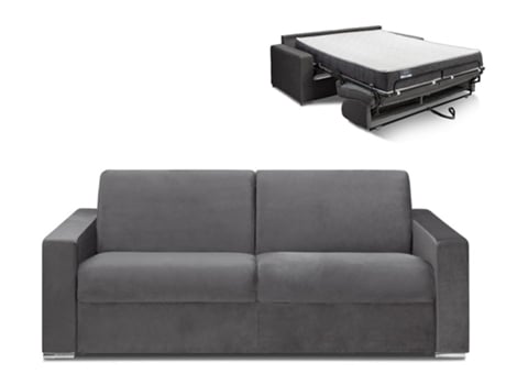 Sofá Cama DUNLOPILLO (214 x 94 x 85 Tamanho Cama: 160 - 179 cm - Veludo - Cinzento)