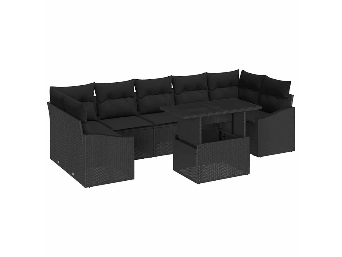 Maison Exclusive - Conjunto De Sofá De Jardim Com Almofada 8 Pcs Preto Vime Pe