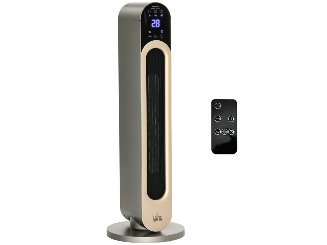 Aquecedor Ventilador Oscilante 1100/2200w Mini Cerâmico Ptc com Controle Remoto Preto