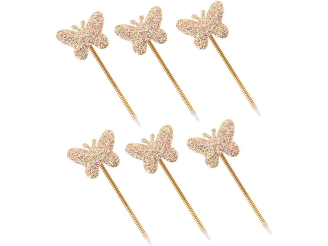 Conjunto De 6 Canetas Em Gel Com Borboletas, Decoração Brilhante
