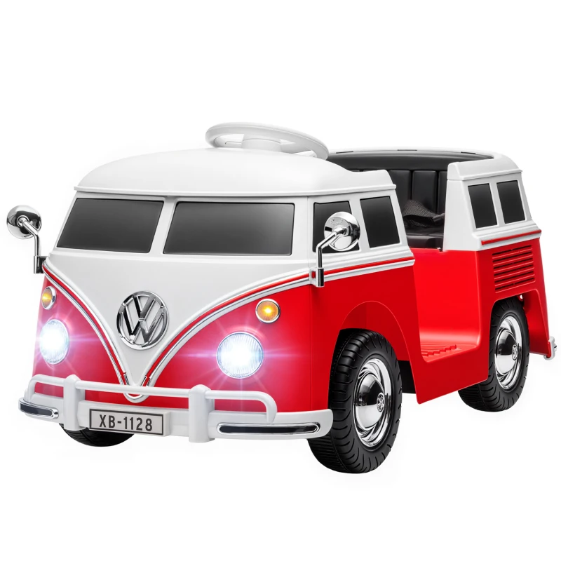 Carro Elétrico Para Crianças - Volkswagen T1 - 3 A 7 Anos - Máxima 30kg - 12v - 3 A 8 Km/h, Com Luzes, Buzina E Música -vermelho