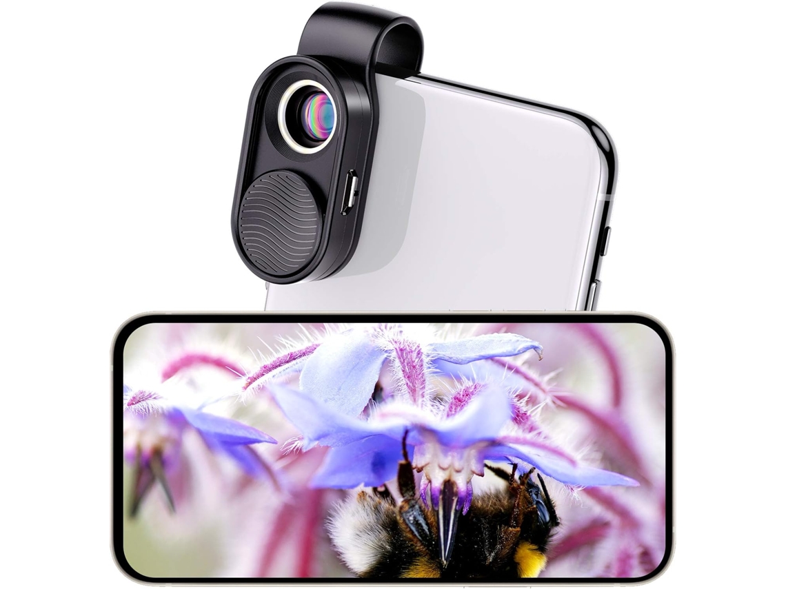 Microscópio Para Celular - Mini Microscópio De Bolso 100x Com Luz Led/un