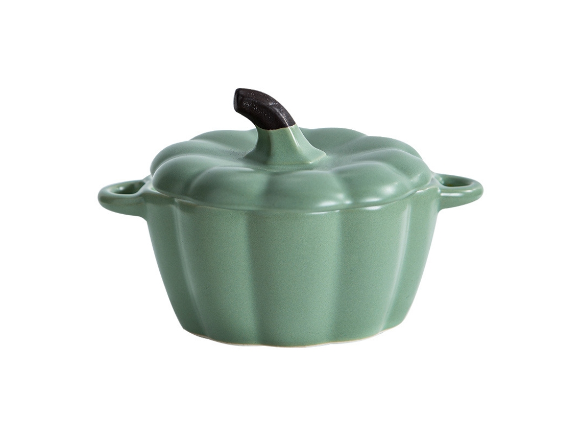 250Ml Tigela de Cerâmica em Forma de Abóbora com Tampa Salada Tigela de Cereais Esmalte Sopa Mingau Assadeira Forno Festa Assadeira Utensílios de Mesa