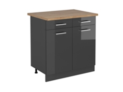 Móvel de cozinha R-Line, 80cm, PT Carvalho, Alta brancura antracite, Antracite VICCO