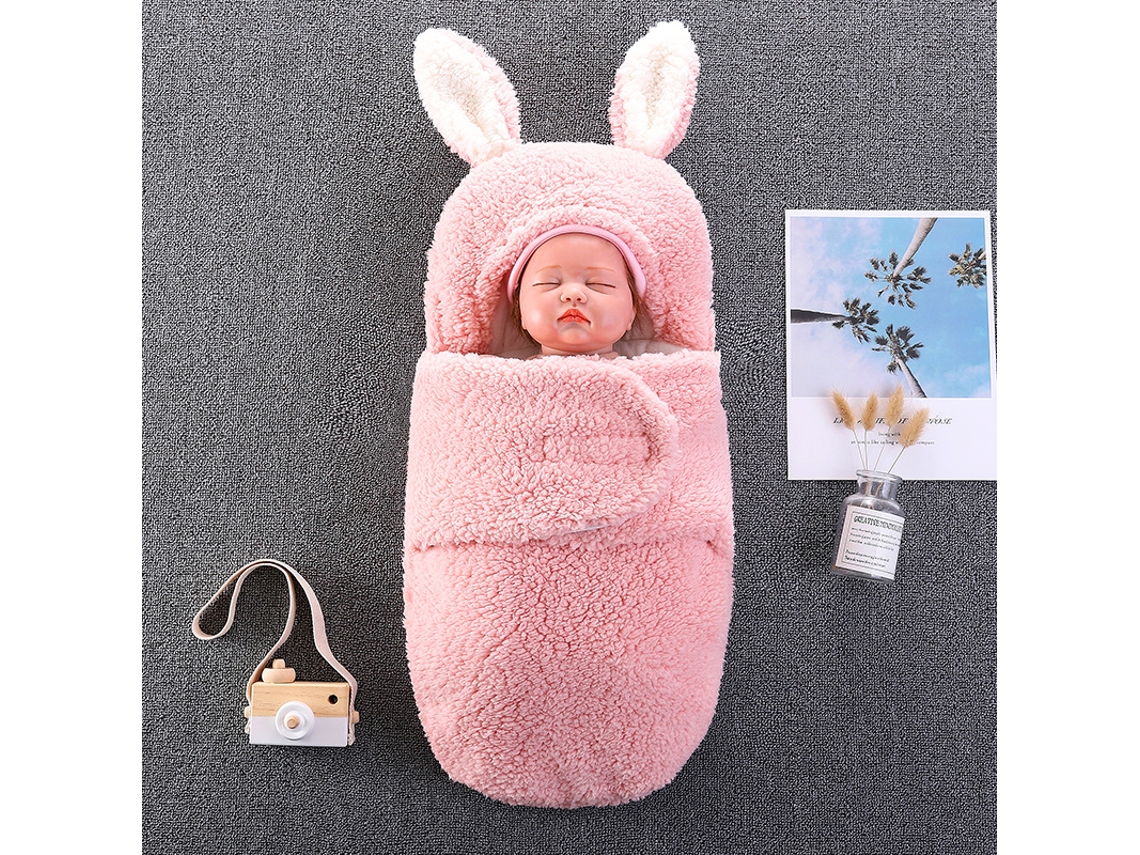 Saco de dormir para bebê Manta Cueiro Macia Espessa 0-3 meses 59cm Rosa Panoona