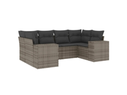 Conjunto de 6 Sofás de Jardim com Almofadões Vime Cinzento MAISON EXCLUSIVE (80x200 cm)