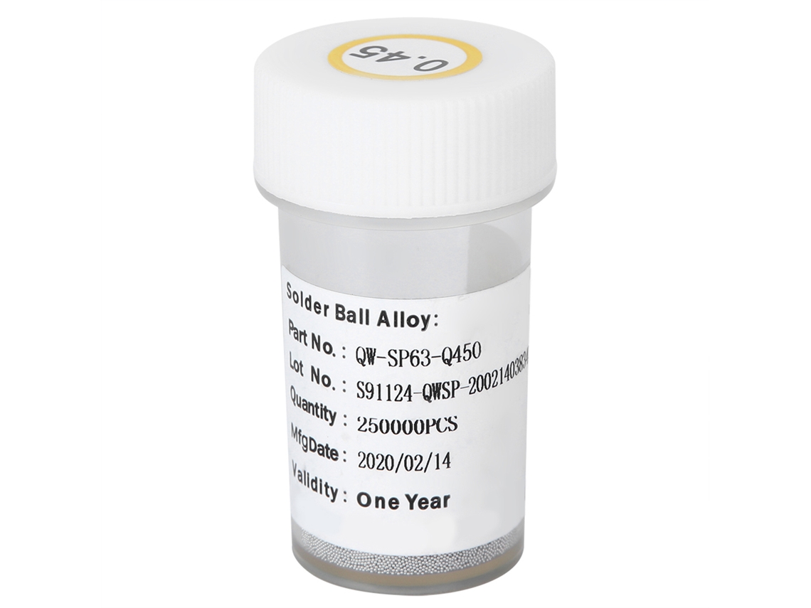 Pelotas De Soldadura Reballing Bga 0.45mm 250 Mil Granos Para Reparación De Laptops Y Teléfonos