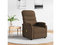 Vidaxl Poltrona De Massagens Reclinável Tecido Castanho