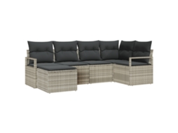 Conjunto 6 Sofá Exterior Vidaxl Cinzento-claro Vime Pe (232 X 122 X 85 Cm)