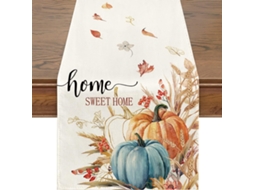 Caminho de Mesa com Flores e Folhas de Abóbora Decoração de Outono para a Cozinha NEVEANCE