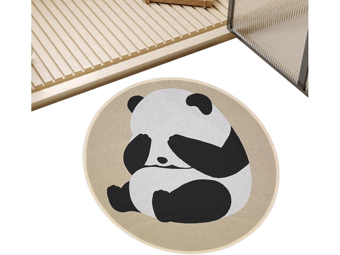 Tapete De Quarto Com Estampa De Panda, Formato Redondo Para Entrada, Tapete De Banho Felpudo, Fofo E Macio Para Banheiro.