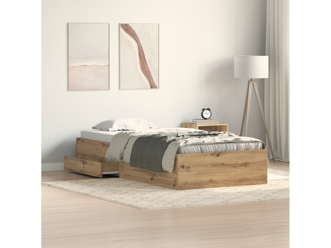 Cama Artisan Carvalho 90x190 Cm Madeira Mdf