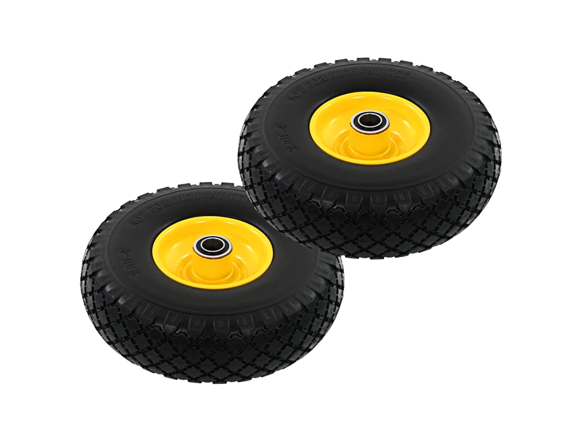 Vidaxl Rodas P/ Carrinho De Carga Manual 2 Pcs Pu Maciço 3.00-4