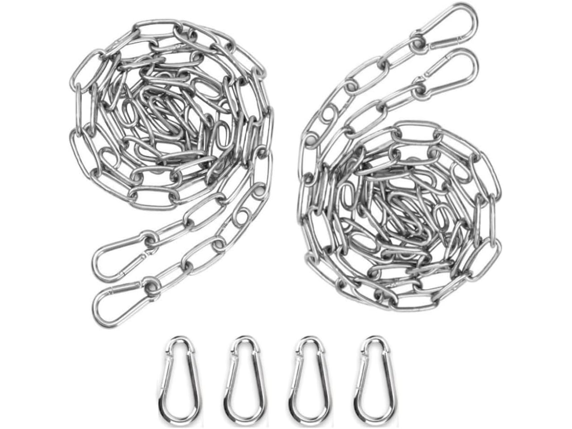 2 Peças Fio de Aço Inox 3 Mm 2 M + 4 Peças Mosquetão Extensão Elo Corriente Para Pendurar Corrente de Âncora Rede Multifuncional - Total