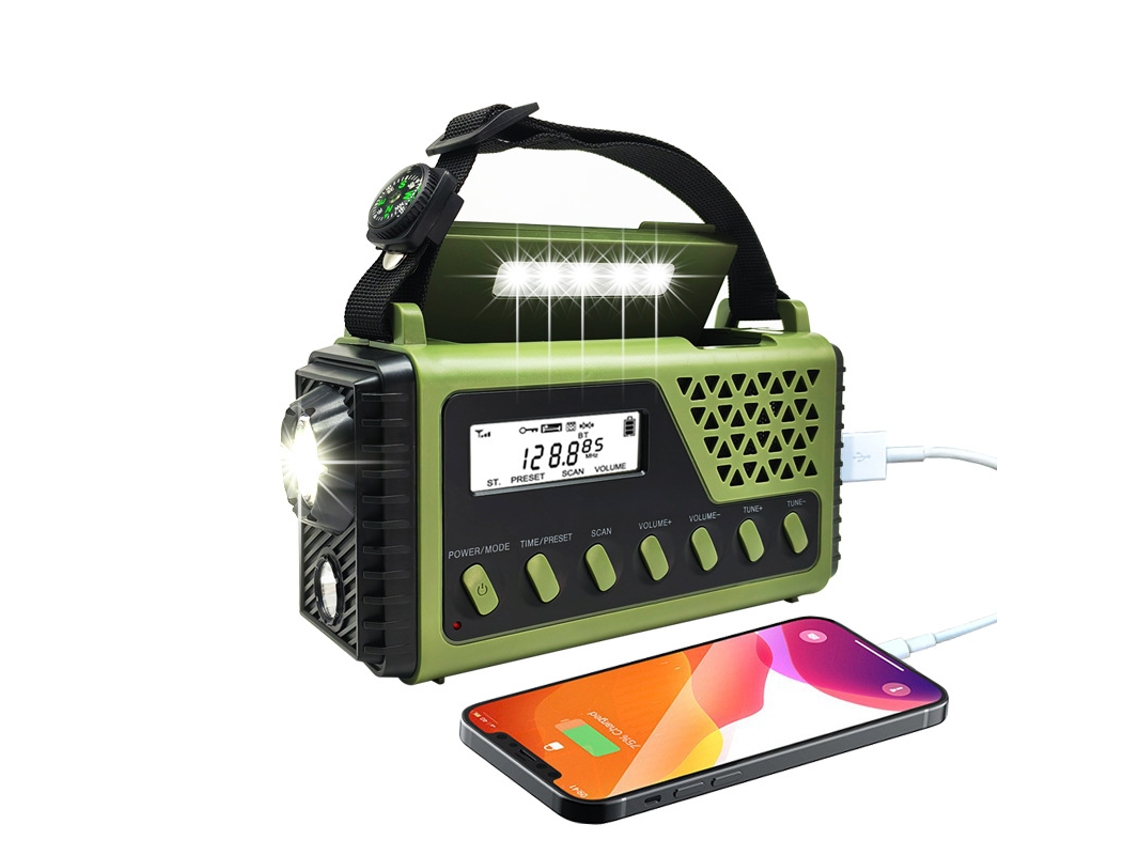 Rádio Kit com 2 de Manivela, Células Solares, Lanterna e Bateria Externa de 2000mah AQUAFORGE