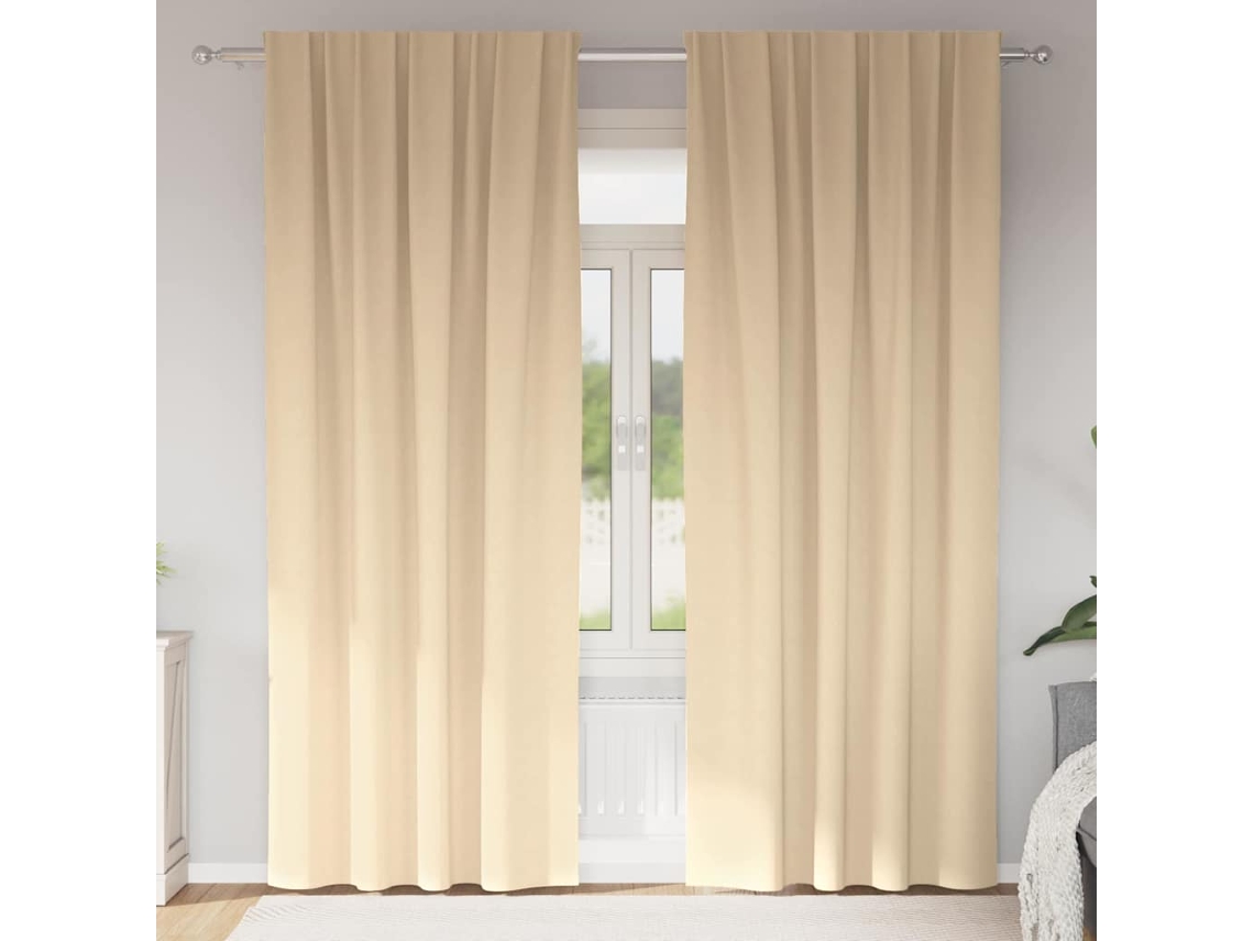 Vidaxl Cortinas Blackout Com Argolas 2 Unid. Creme 260 X 140 Cm