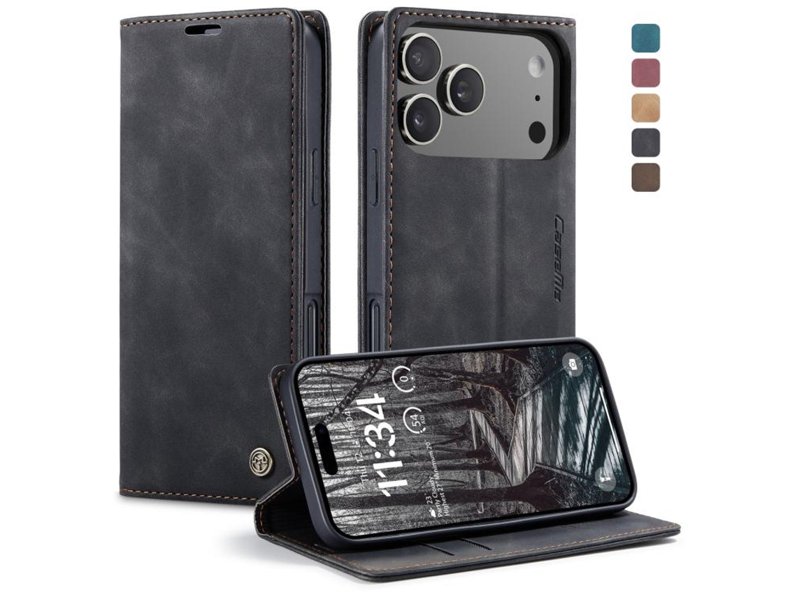 Capa Multifuncional Horizontal Flip Para Iphone 17 Pro Em Couro.