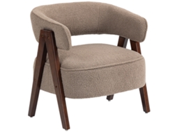 Poltrona De Sala De Estar Estofada Em Borreguito De Leitura Moderna Com Encosto Curvo 70x64x71 Cm Marrom Claro