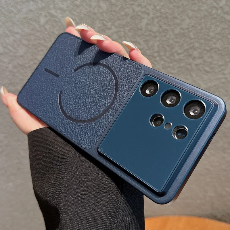 Capa Protetora Rígida Texturizada Em Couro (azul Escuro Para Galaxy S26 Plus), Compatível Com Carregamento Sem Fio.