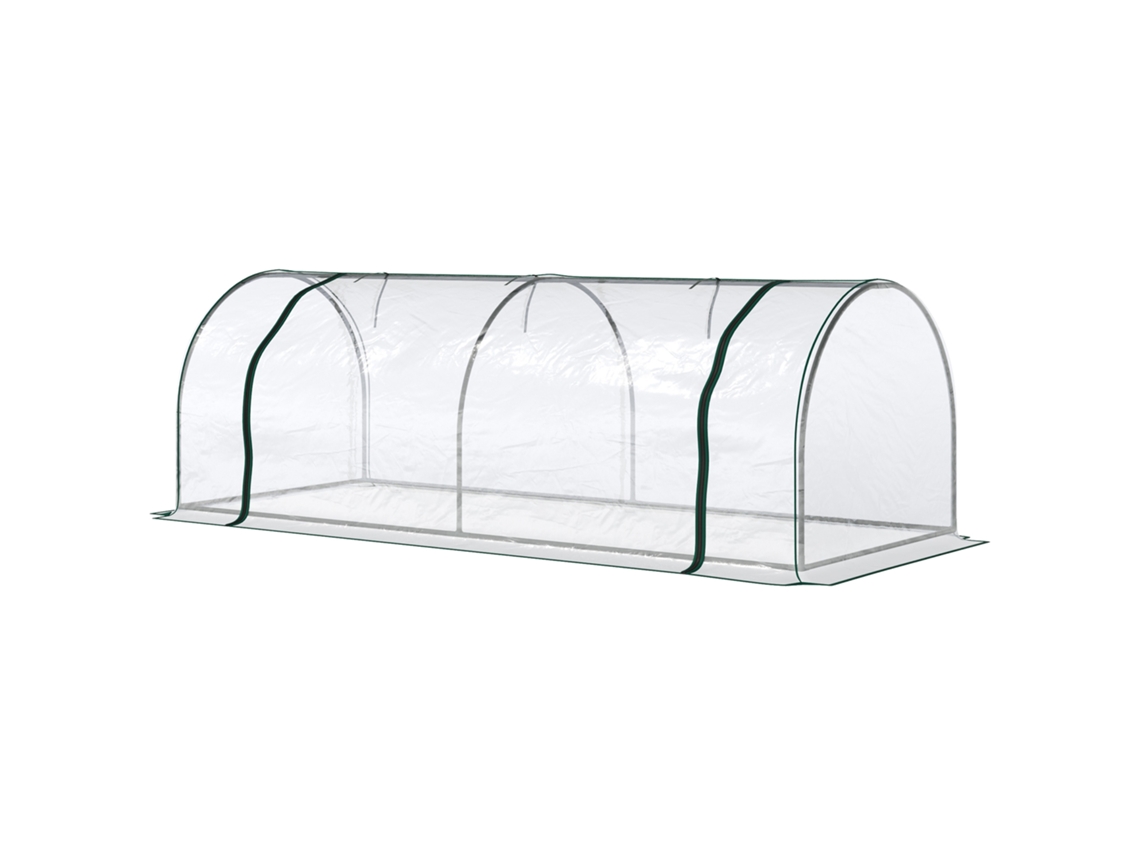 Estufa de Jardim com Portas Articuladas, Estrutura de Aço e Tampa de PVC, 250x100x80cm Verde Transparente | S/MARCA
