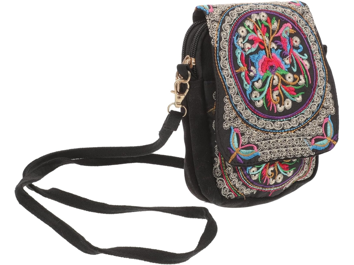 Bolsa Transversal Feminina Étnica, Leve E Prática, Com Alça De Ombro Em Tecido Bordado Para Celular E