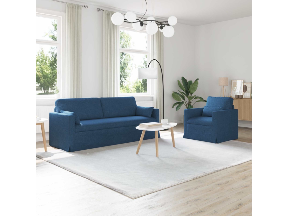 Vidaxl Conjunto De Sofás 2 Pcs Azul 198 X 78 X 80 Cm Tecido