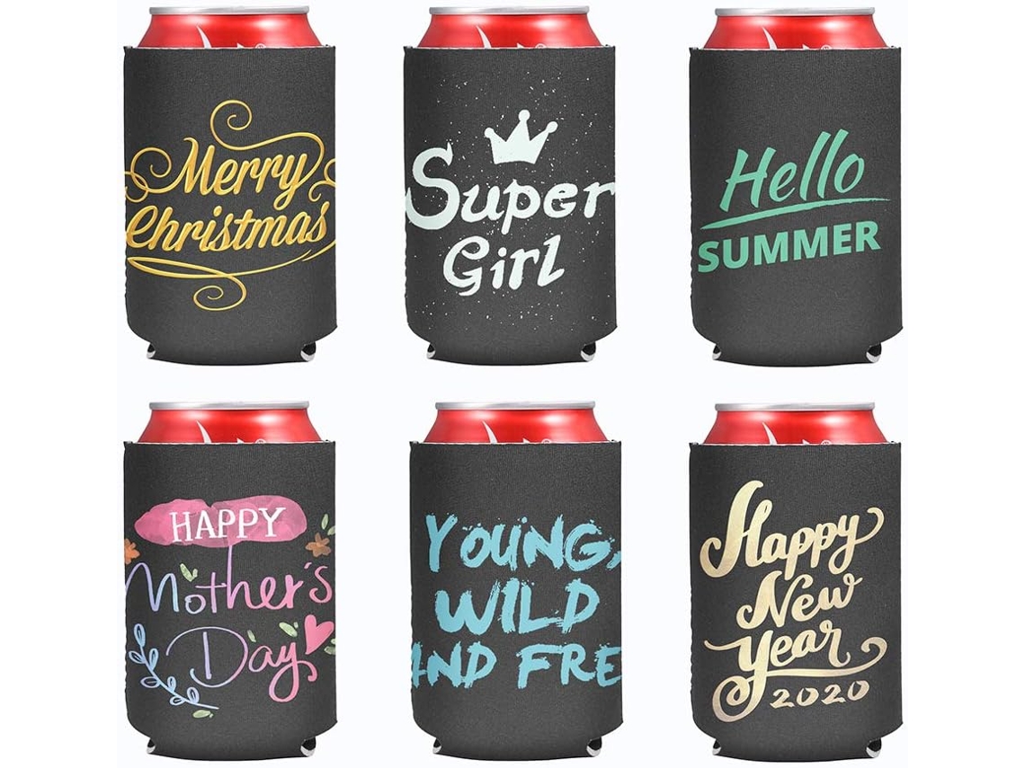 Latas De Neoprene 10 X 6 Cm, Pretas E Brancas, Pacote Com 12, Ideal Para Refrigeração Brilvibera
