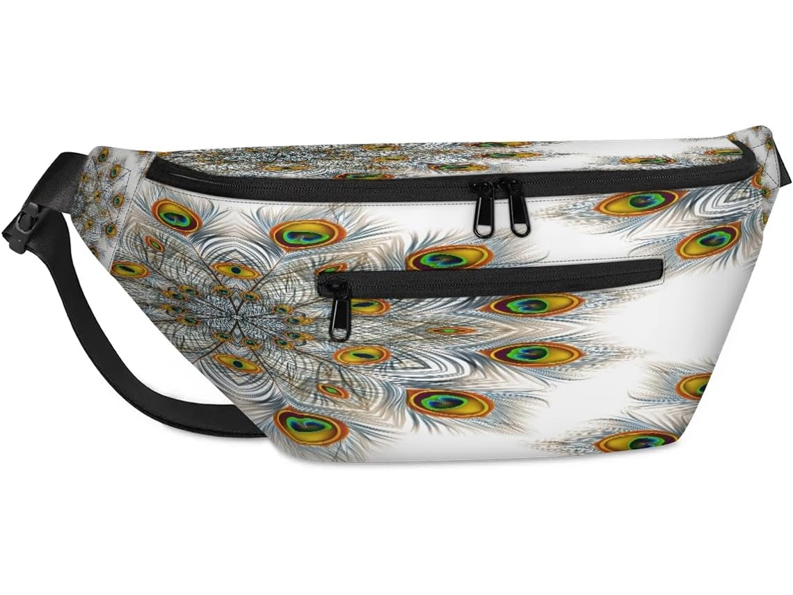 Bolsa de Ombro TROPICALLIFE Unissex com Estampa Mandala Penas Pavão (38x25,9x19cm)