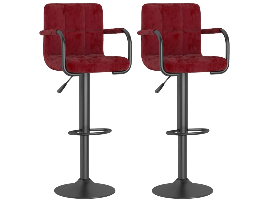 Bancos de Bar 2 Pcs Veludo Vermelho Tinto MAISON EXCLUSIVE