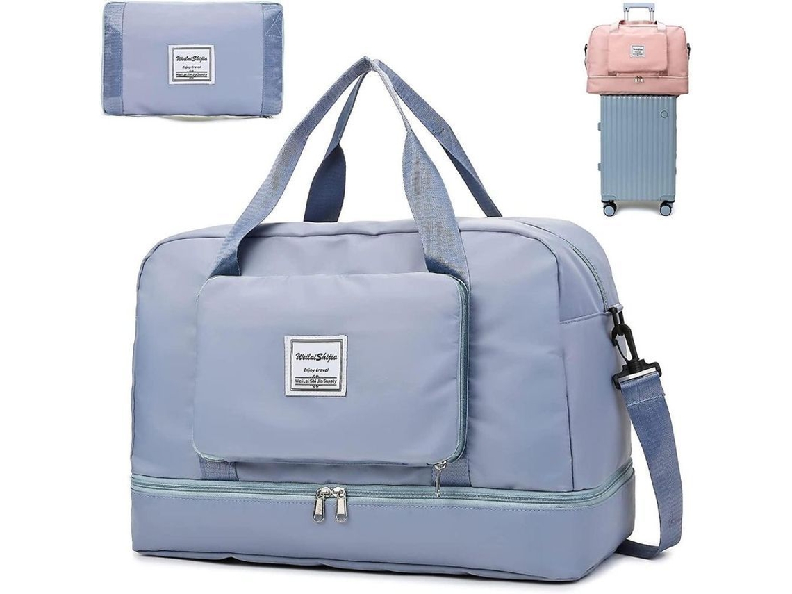 Bolsa De Viagem Plegável Knowledee Separação Seco/úmido Impermeável Grande Capacidade Azul