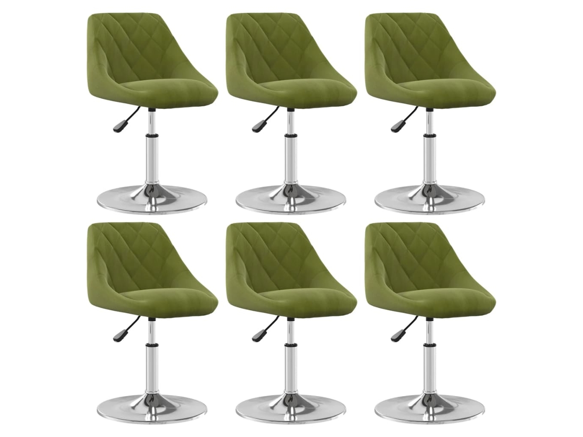 Vidaxl Cadeiras De Jantar Giratórias 6 Pcs Veludo Verde-claro