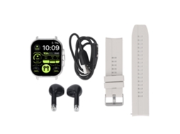 Relógio Inteligente 2 em 1 Mali com fones Bluetooth, tela HD 2.01 polegadas, rastreador de fitness prata | S/MARCA