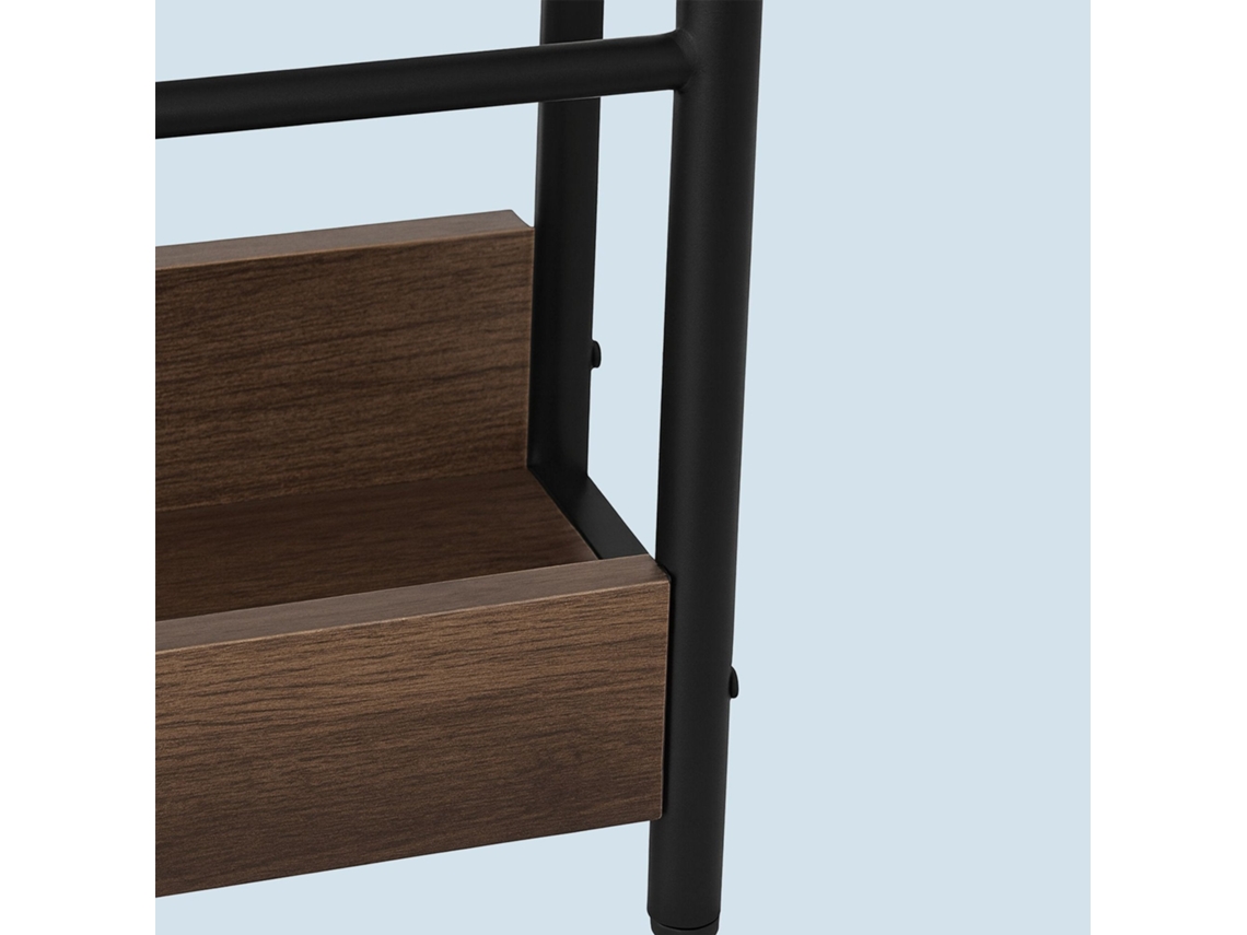 Mesa Lateral Estreita Com Portas USB, Tomada E Prateleiras