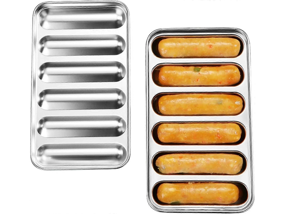 Conjunto De 2 Formas De Aço Inoxidável Para Linguiça, 6 Cavidades, Para Cachorro, Quente, Salsicha Baby, Para Forno, Vaporizador, Lava