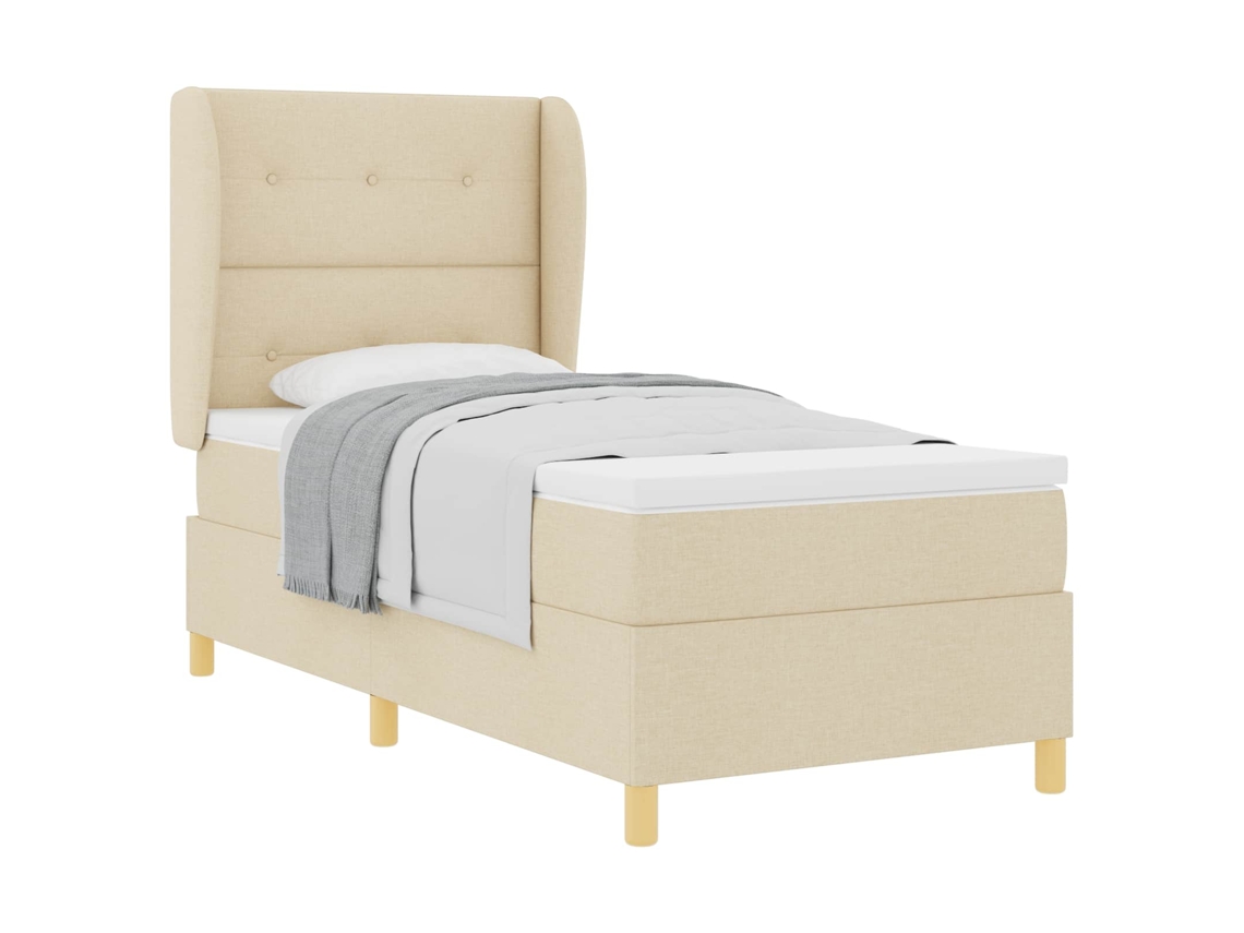 Cama Box com Colchão com Cabeceira Creme 200x90 Cm Tecido MAISON EXCLUSIVE