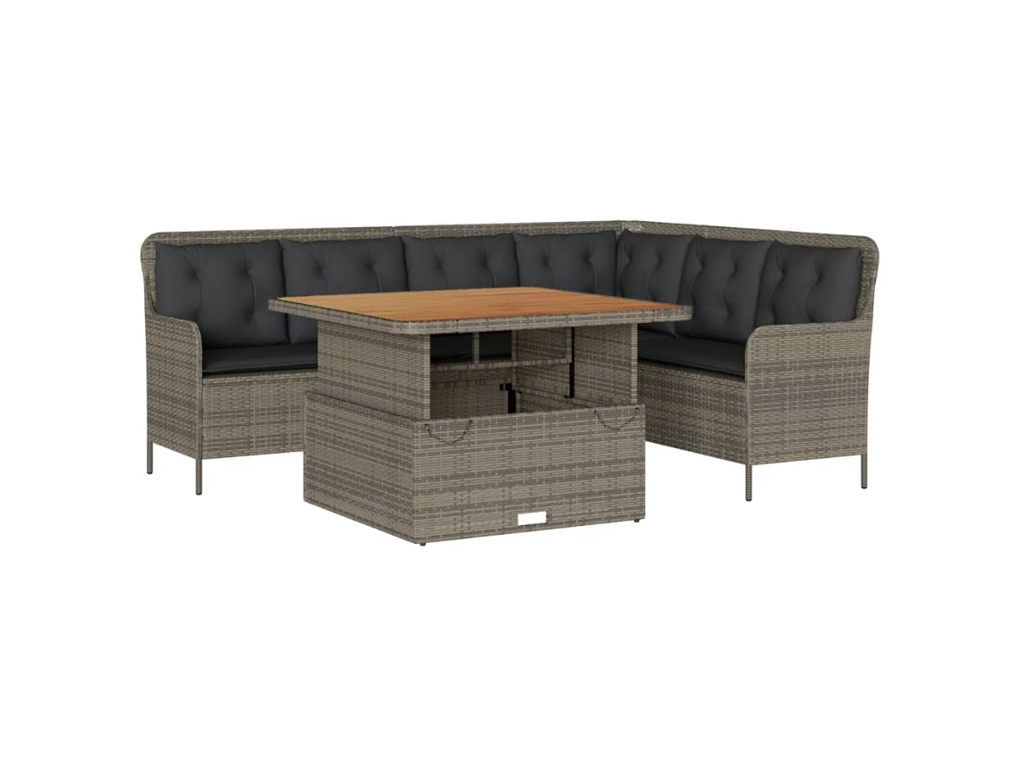 Conjunto de 2 Sofás de Jardim com Almofadões Vime Pe Cinzento MAISON EXCLUSIVE (90x200 cm)