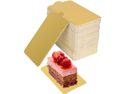 100 Pratos Para Bolo, Retangulares Dourados Bolo Mousse Feitos De Papelão