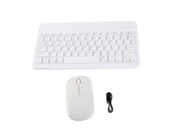 Aetheria combo Teclado e Mouse Ultra Fino Silencioso 1600 Dpi Sem Fio Bt Usb para Pc Celular Tablet Branco