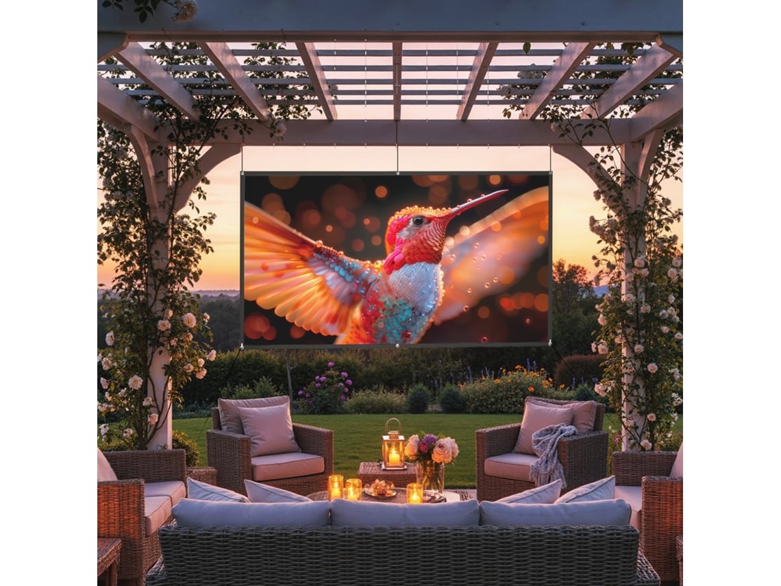 Tela De Projeção Manual 100 Polegadas 16:9 Hd 4k/8k, Branco, Interno, Externo