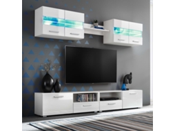 Vidaxl Conj. Unidades De Parede P/ Tv Luzes Led 5 Pcs Branco Brilhante