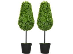 Conjunto De 2 Buxos Artificiais De 90cm Em Formato De Lágrima, Plantas Artificiais De Plástico Em Vasos, Decoração Moderna Zkaka