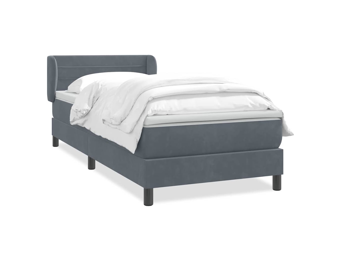 Cama com Molas/Colchão Veludo Cinzento Escuro MAISON EXCLUSIVE (90x220 cm)
