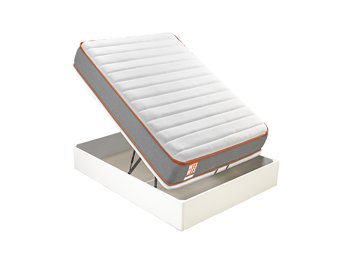 Pack WHAT THE SLEEP Sommier Branco + Colchão Espuma Rock (140 x 200 - 58 Cm de Altura)