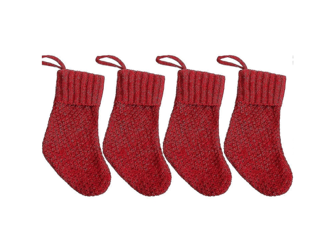 4pcs/6pcs Meias De Natal Tricotadas Corda Penduração Estilo Rural Espesso Decoração Árvore Natal