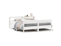 Bed Frame, Bed Frames Vidaxl Branco Madeira De Pinho (200 X 200 Cm)