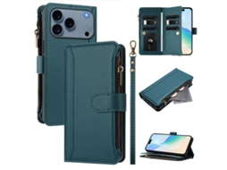 Capa Para Iphone 17 Pro Max - Couro Com Fecho Magnético, 9 Compartimentos Para Cartões E Alça De Mão
