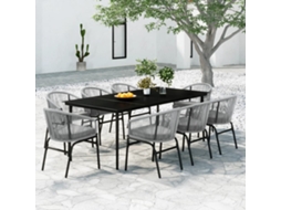 Vidaxl 9 Pcs Conjunto De Jantar Para Jardim Cinzento