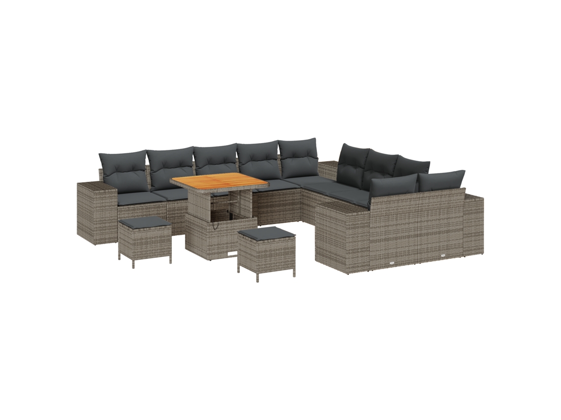 Conjunto 13 Conjunto De Sofá De Jardim Vidaxl Cinzento Vime Pe (80 X 80 X 71 Cm)