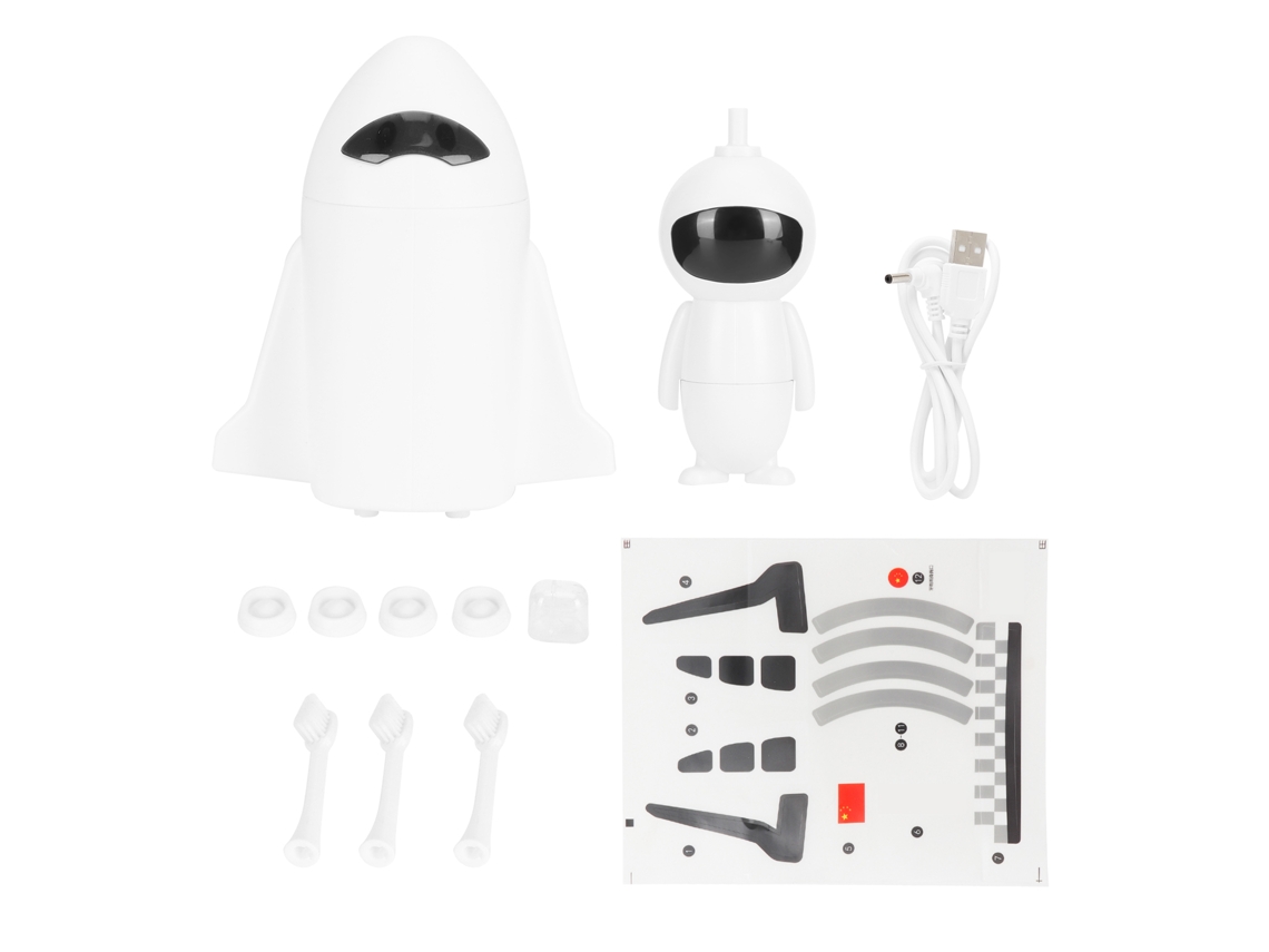 Escova Elétrica Dental Infantil Astronauta com Carga Usb Vibração Sônica Ipx7 Cerdas Macias
