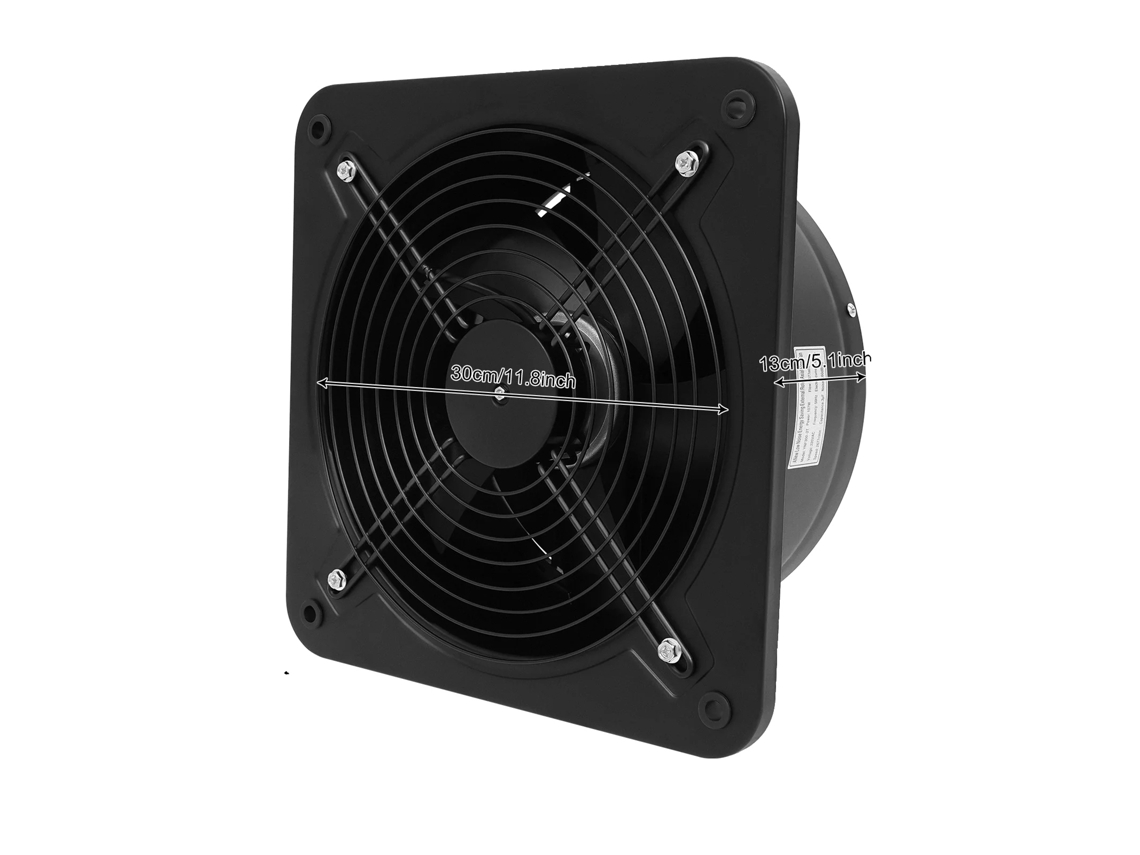 Ventilador Extractor, Baixo Ruído, Construção Em Metal, Preto Oem
